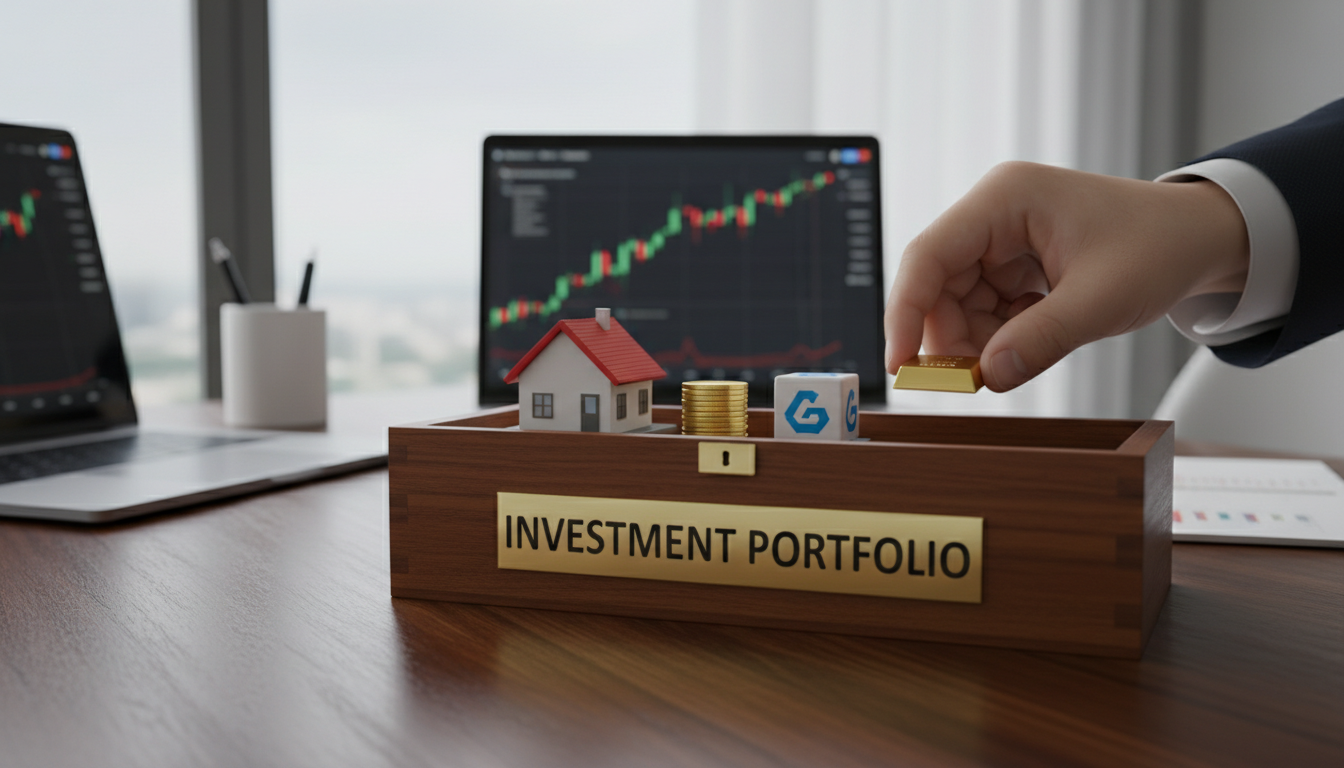 Рука формирует диверсифицированный инвестиционный портфель из различных активов